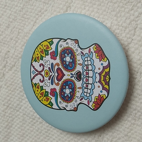 3 x 3 inches approx Day of the Dead Mirror in Blue From Quartzite Arizona - Picture 1 of 4